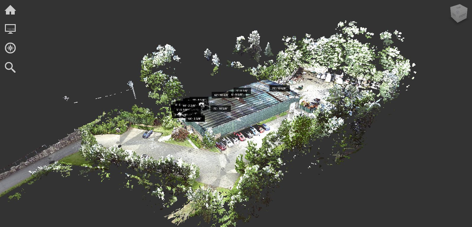 Registered point cloud of a scanned site